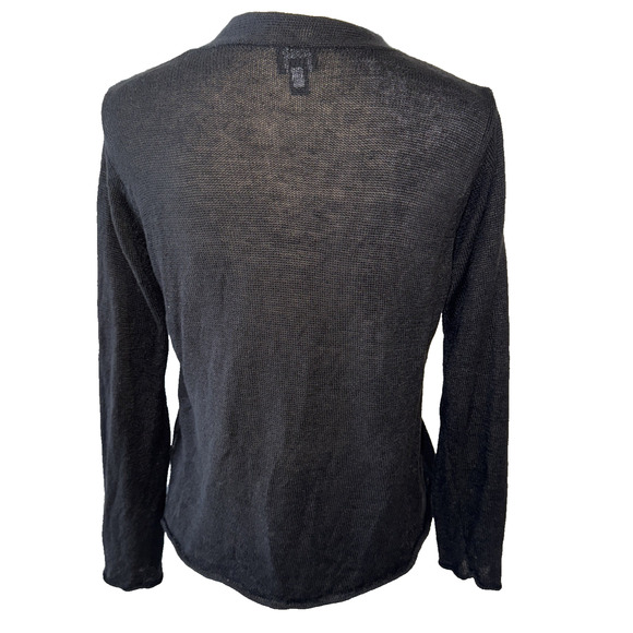 Eileen Fisher Petite Knit Linen Black Cardigan Size Petite M - Picture 7 of 12